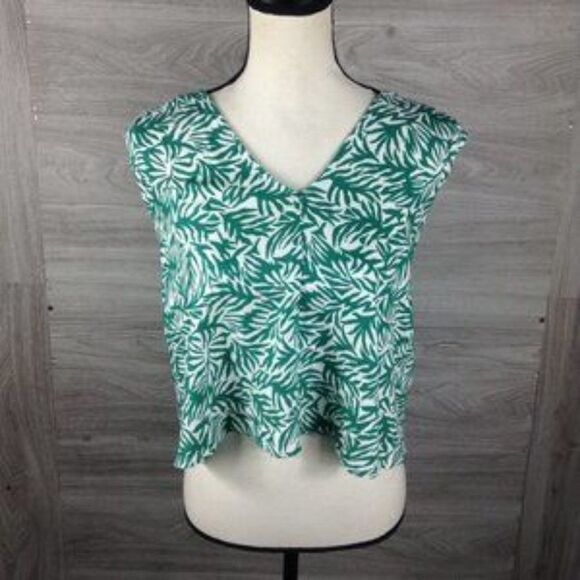 Topshop Green Tie Back printed Crop Top - Picture 3 of 7
